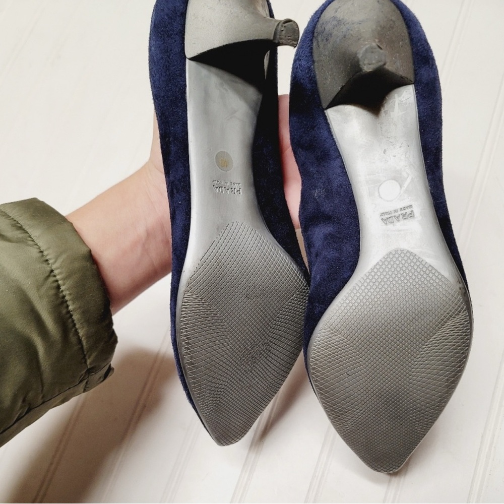 Prada Women's Navy Blue Suede Pumps - Picture 11 of 12